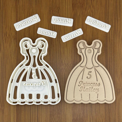 Personalized Dress Cookie Cutter | Custom Made with Your Name and Age